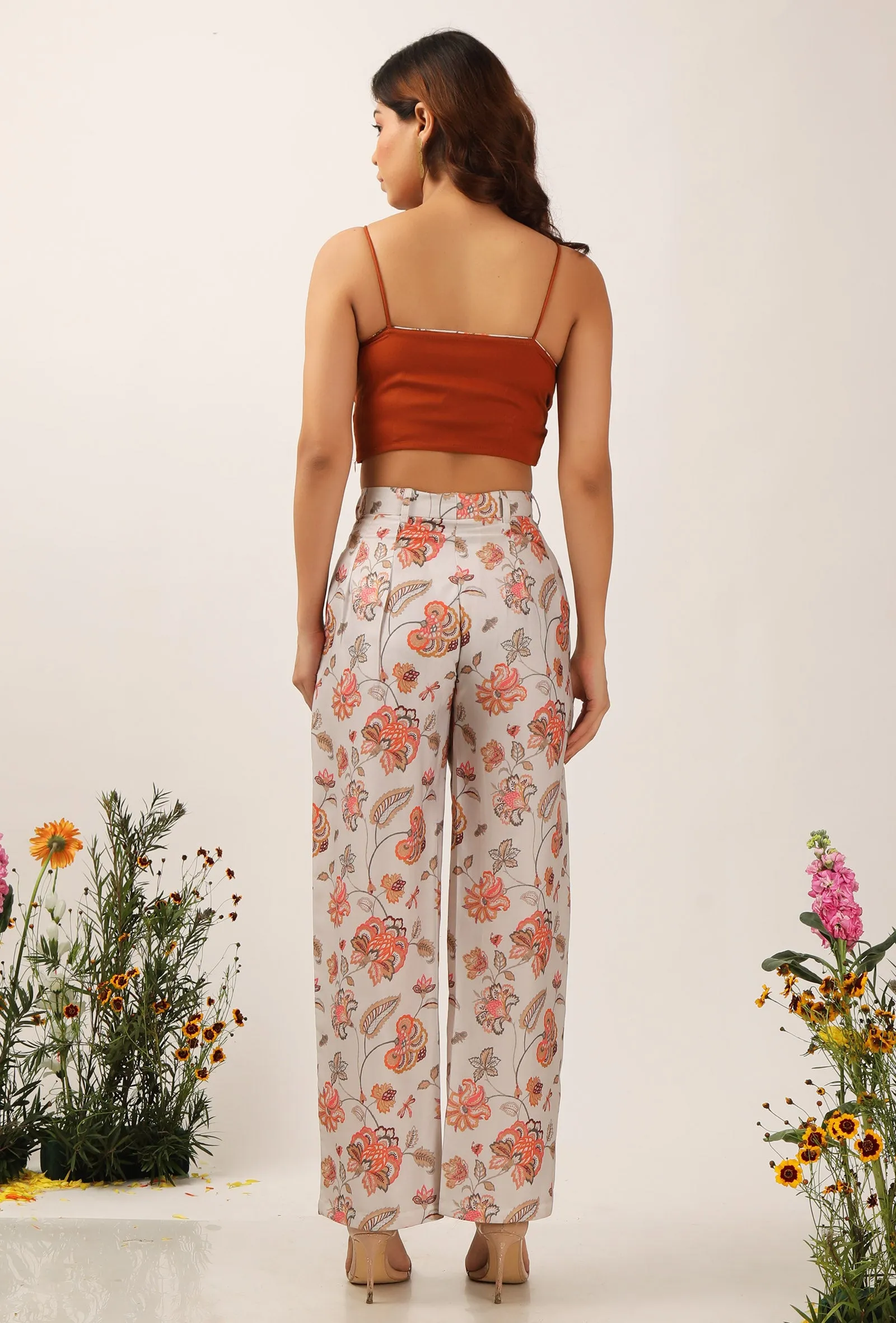 Set Of 2: Cara Floral Chintz Summer Pants With Bustier Top