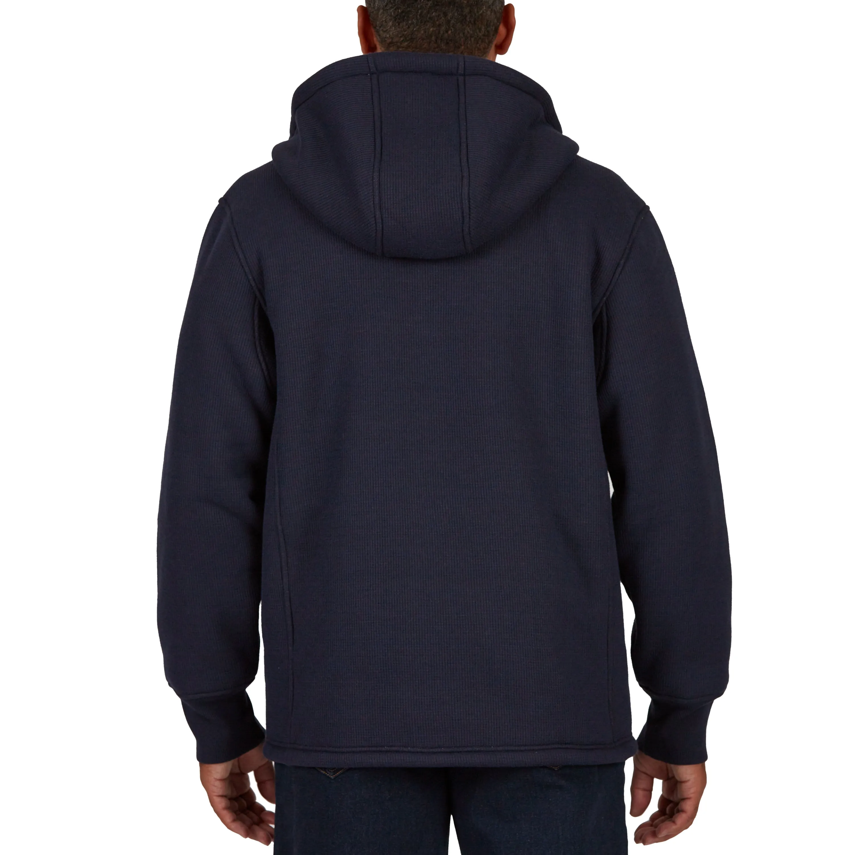 SHERPA-LINED HEATHERED THERMAL HOODED FULL-ZIP SHIRT-JACKET