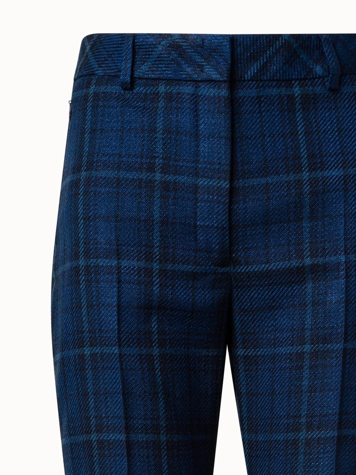 Silk Cotton Check Pants with Slight Bootcut