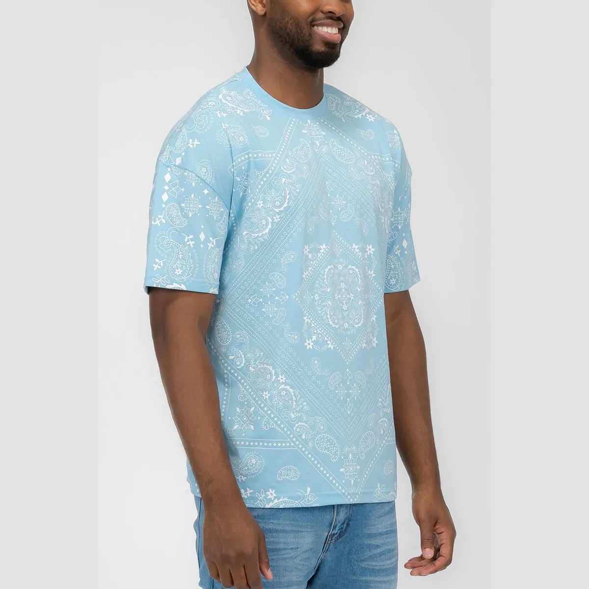 Sky White Bandana Print T-Shirt