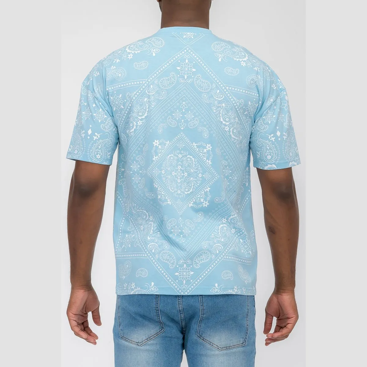 Sky White Bandana Print T-Shirt