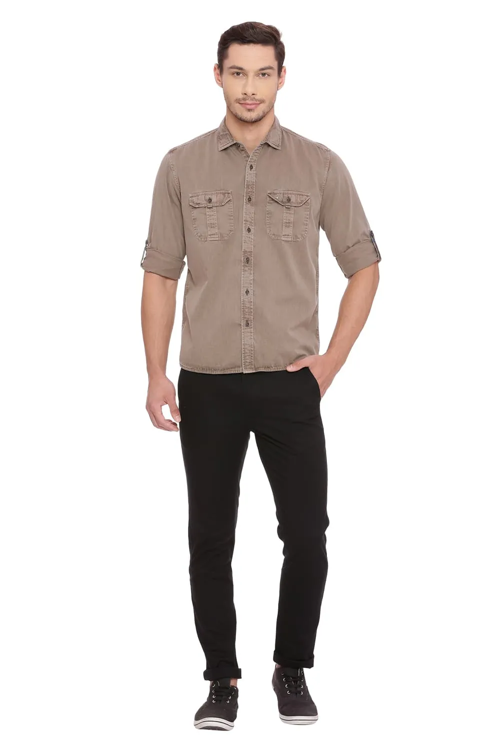 Slim Fit Garment Dyed Twill Shirt