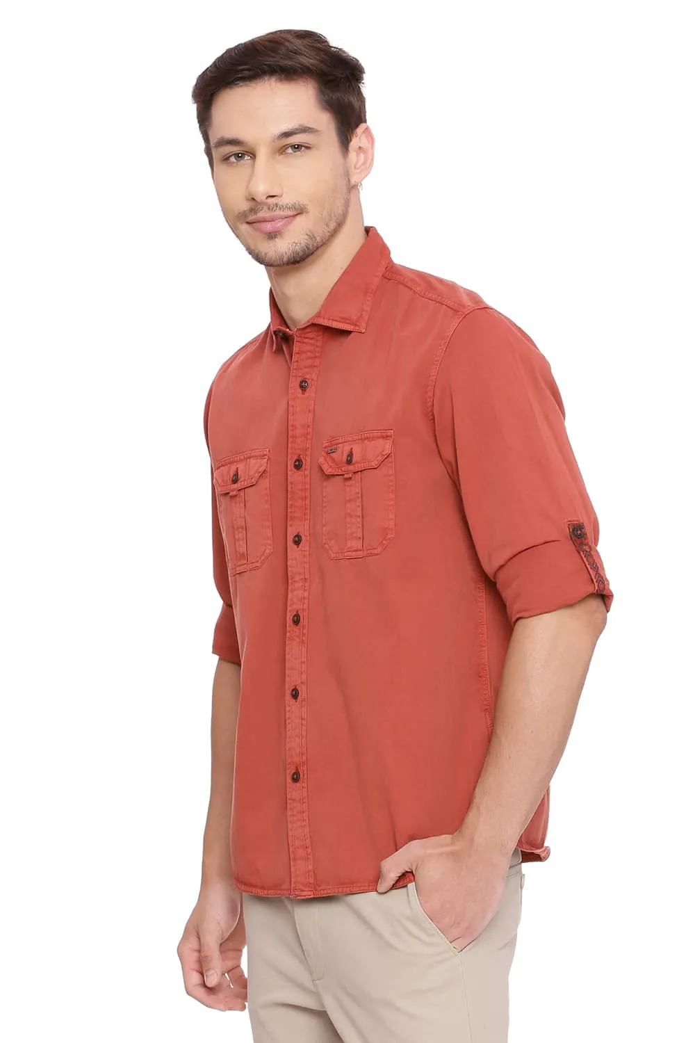 Slim Fit Garment Dyed Twill Shirt