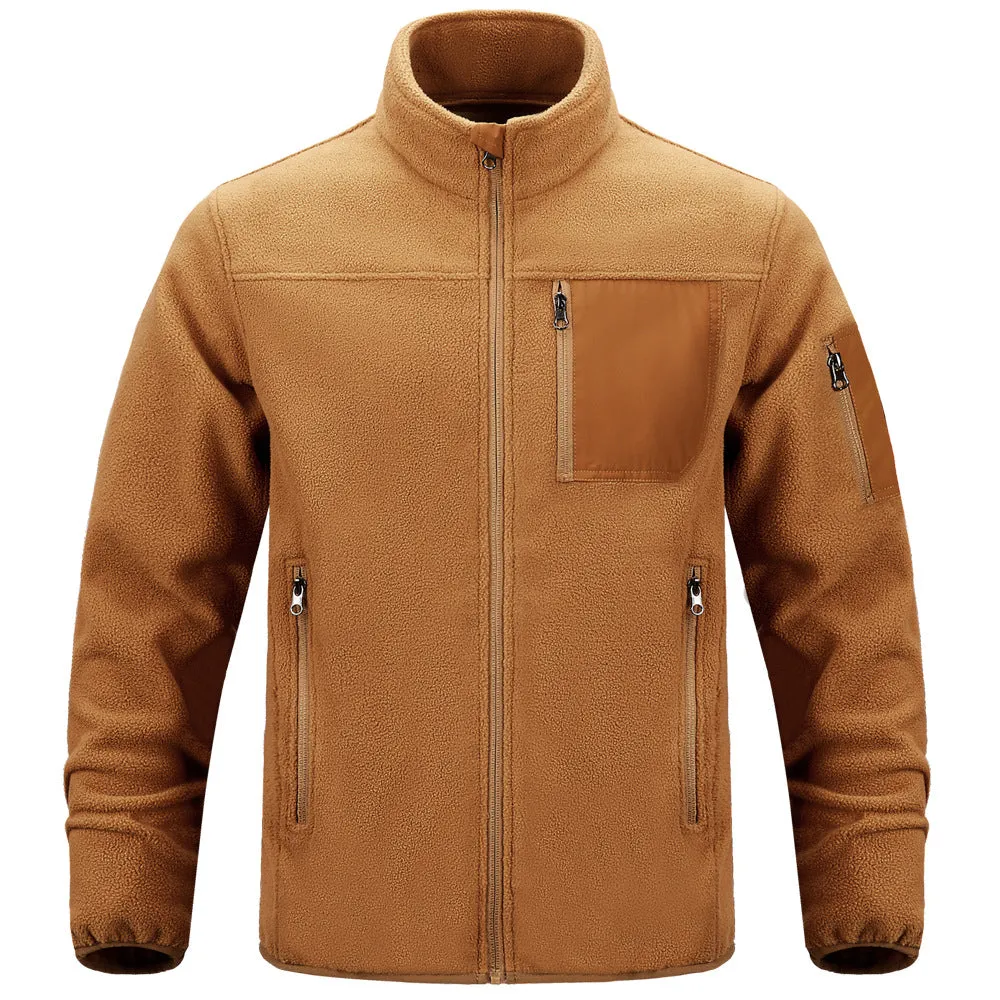 STAND UP COLLAR CASUAL OUTDOOR MULTI BAG SHAKE GRAIN MEN'S JACKET