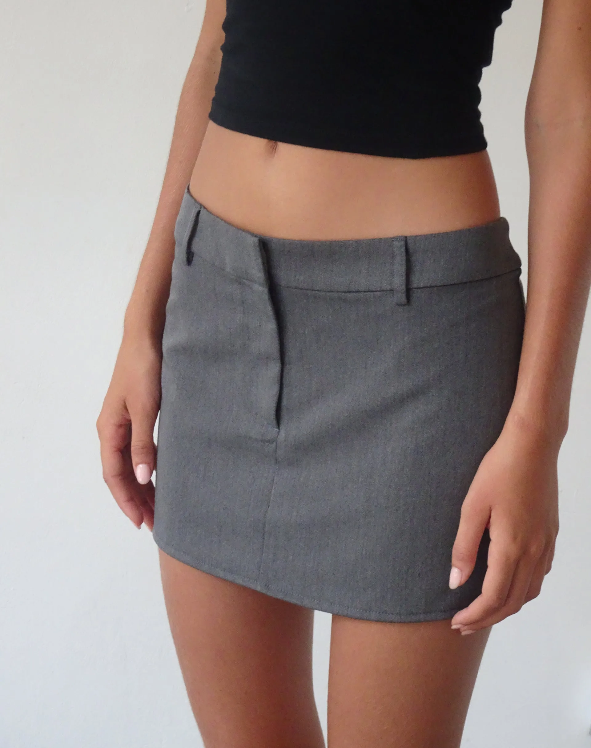 Sukra Mini Tailored Skirt in Charcoal