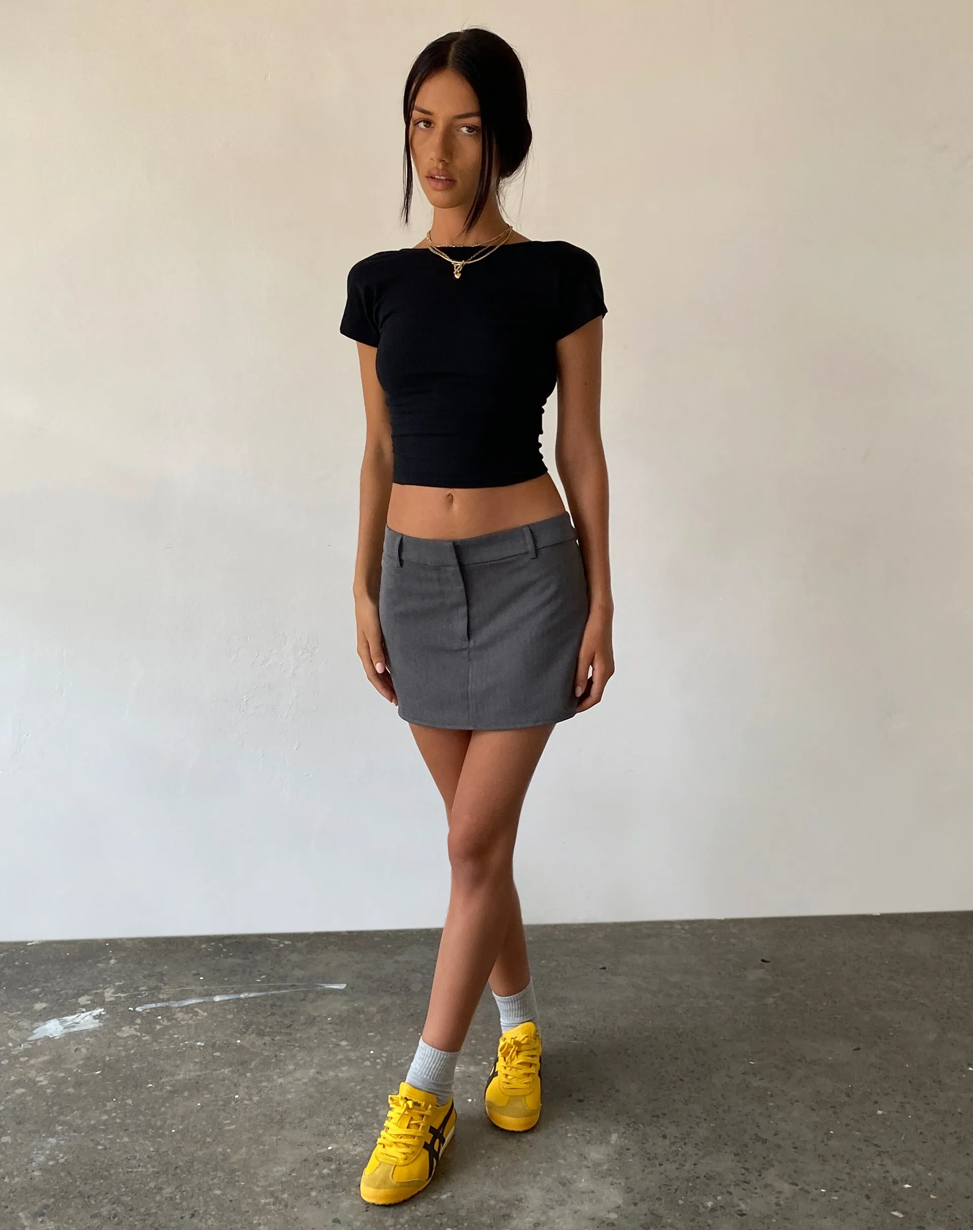 Sukra Mini Tailored Skirt in Charcoal