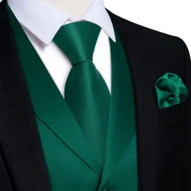 Ties2you Dress Vest Bottle Green Solid Notched Collar Silk Mens Tuxedo Work Vest