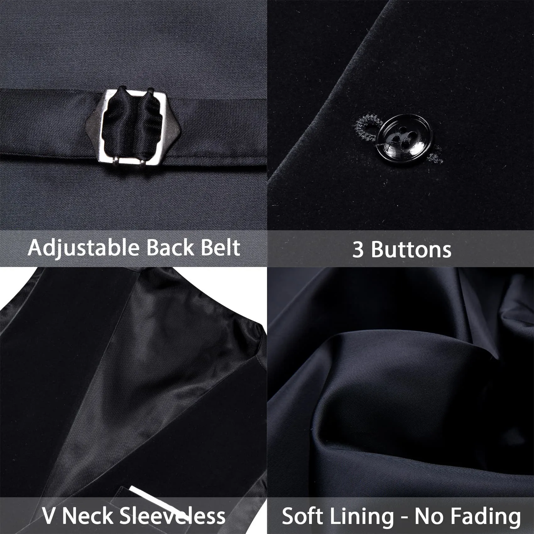 Ties2you Dress Vest Classic Black Solid V-Neck Mens Suede Leather Vest Waistcoat Bow Tie Set