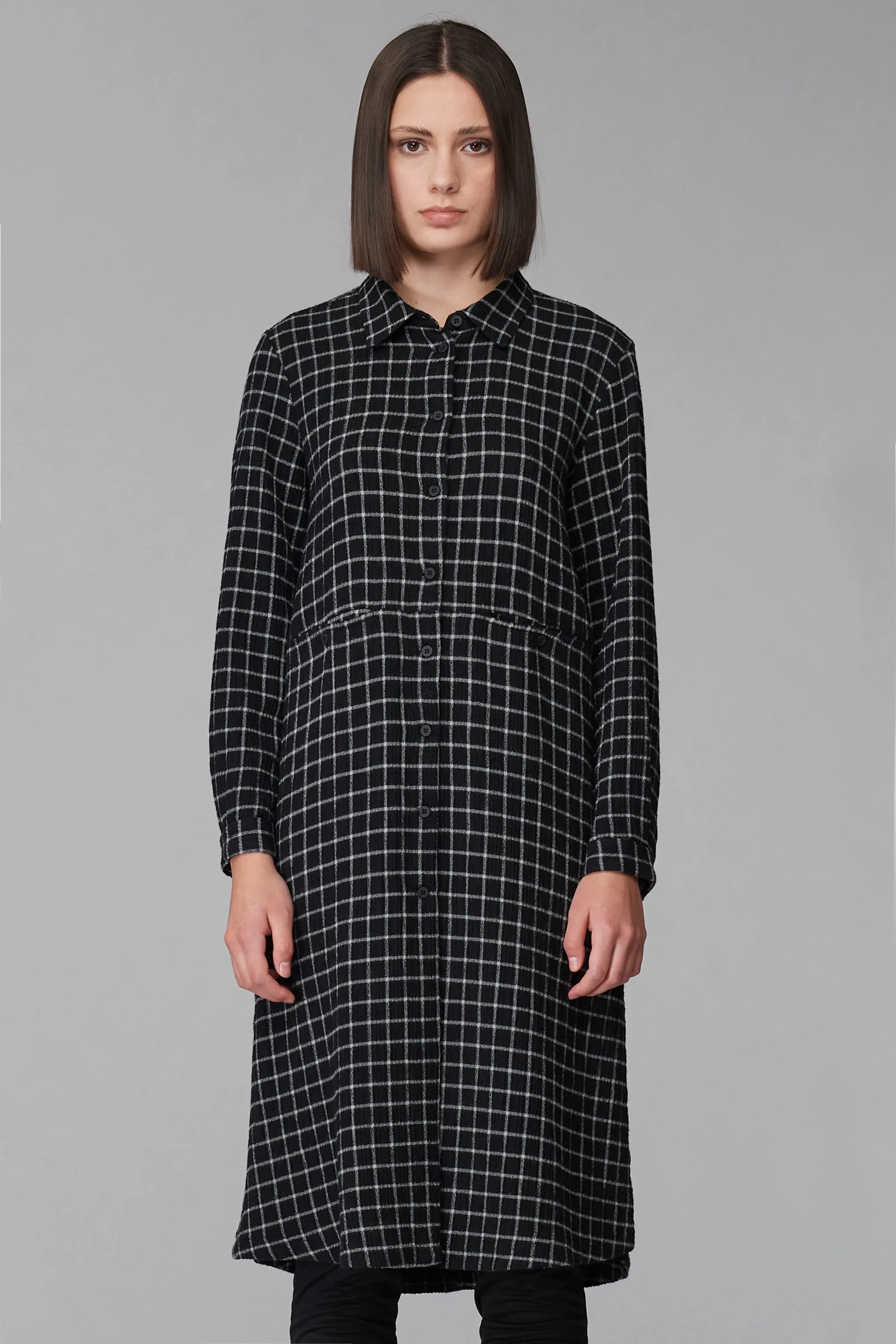 Transit Par Such Black Check long Jacket