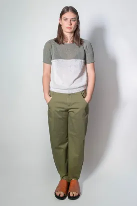 Transit Par Such Olive Green Cotton front Split Trouser