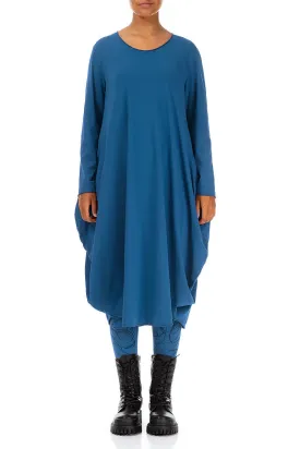 Wide Petrol Blue Cotton Dress