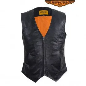 Women's Cowhide Leather Classic Style Vest