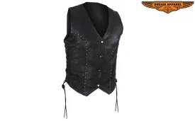 Womens Leather Motorcycle Studded Vest