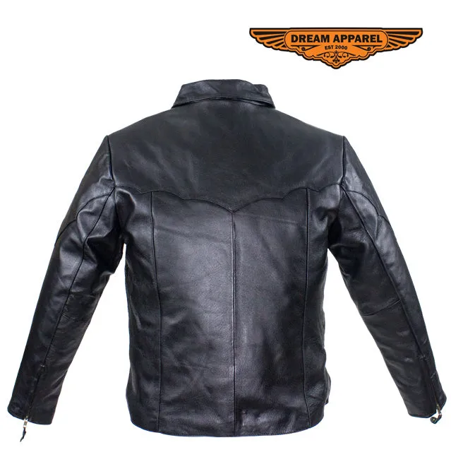 Women's Motorcycle Jacket With Zippered Cuffs