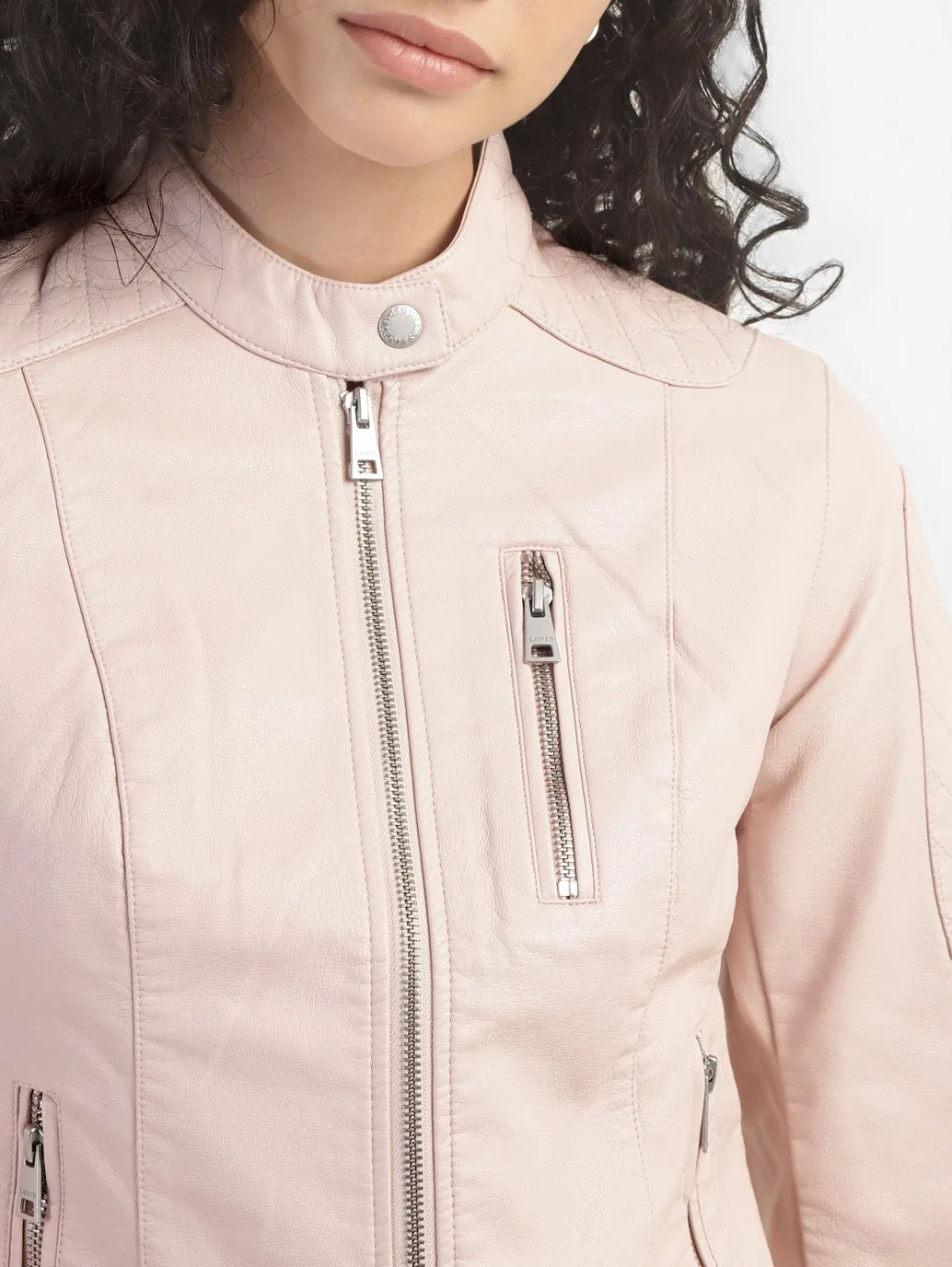 Women's Solid Band Neck Jackets