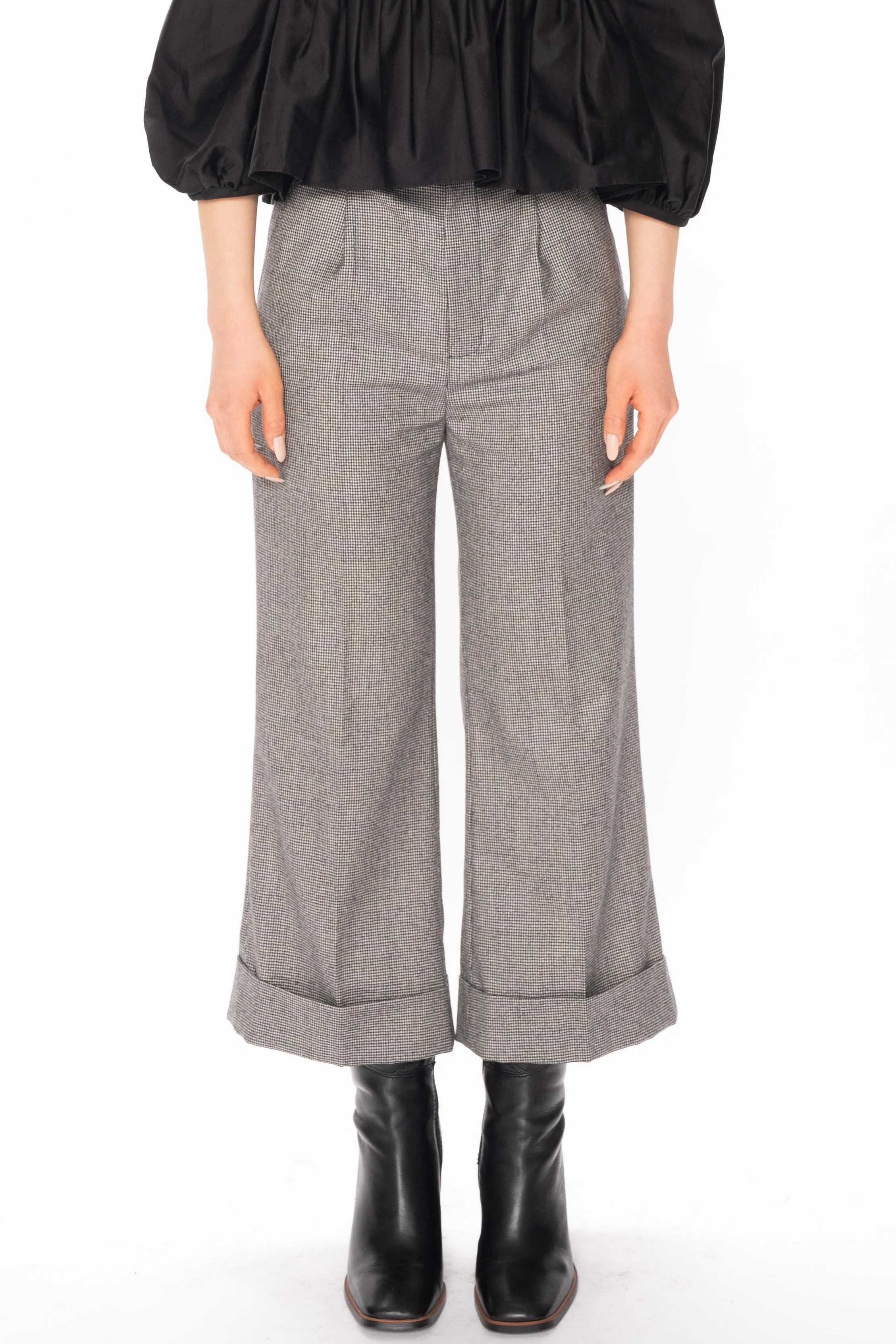 Wool Grey Cropped Pants